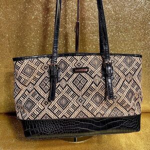 Dana Bachman Tote Black and Tan Wicker